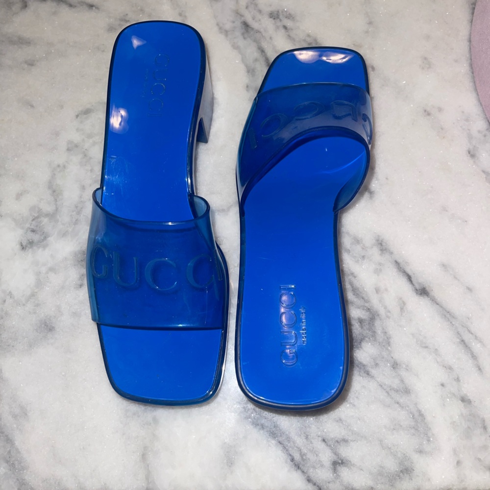 Blue Gucci Women’s Rubber Slide Sandal